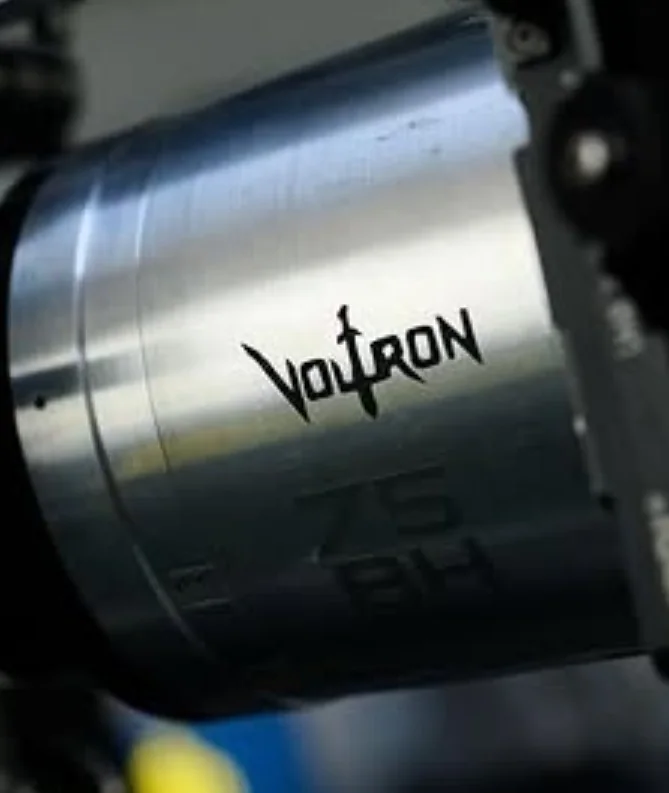 The Voltron film logo printed on a cine lens barrel